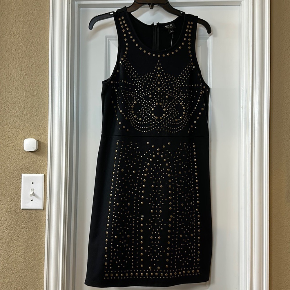 Nicole by Nicole Miller Studded Black Dress Large in Black NWT! Never Worn